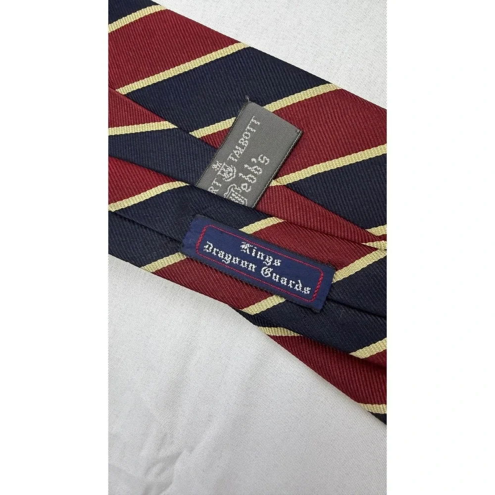 Robert Talbott Necktie Mens OS Burgundy Navy 58x3.75 Kings Dragoon Guards Silk‎